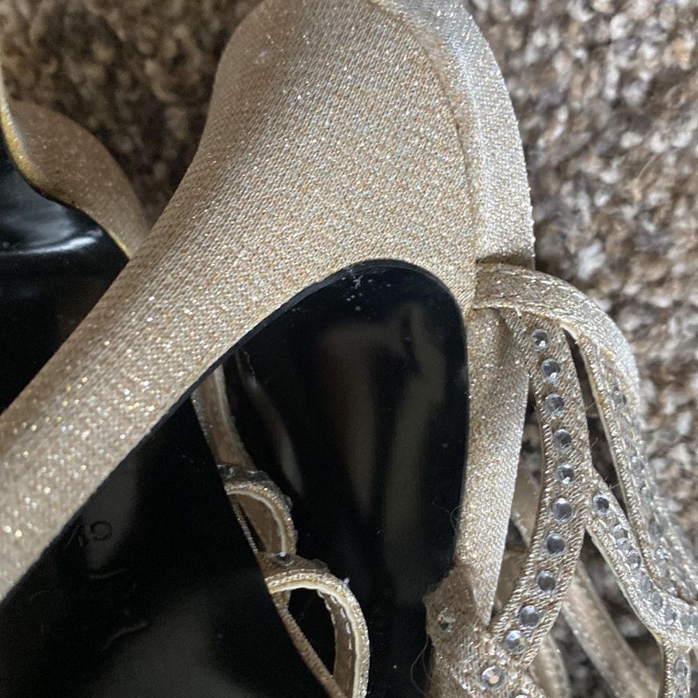 Fancy Caparros Heels Shoes Champagne & Rhinestones 6.5 - Picture 4 of 5